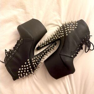 Pleaser Fearless Black Studded Ankle Boots